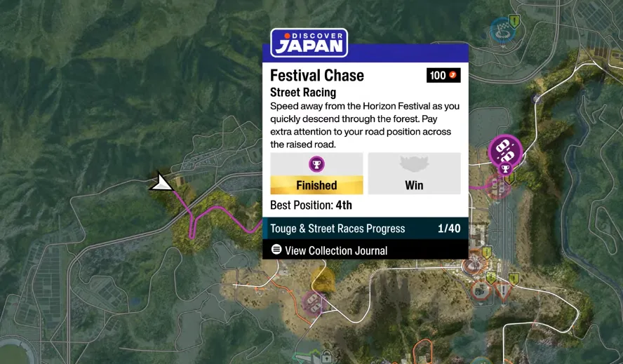 FH6 Festival Chase Street Racing Event Map Location