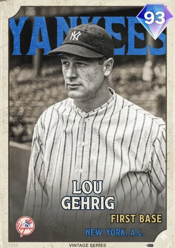 93 OVR Lou Gehrig Card in MLB The Show 26