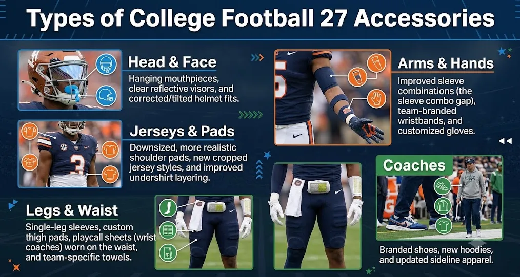 Types of College Football 27 Accessories