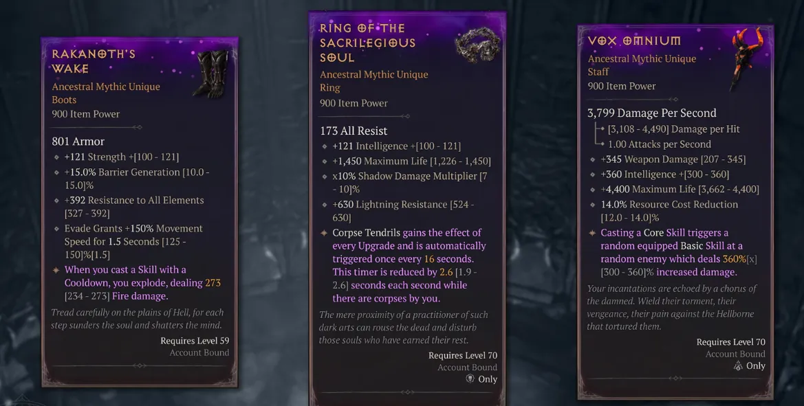 Diablo 4 Season 14 Mythic Uniques Rework