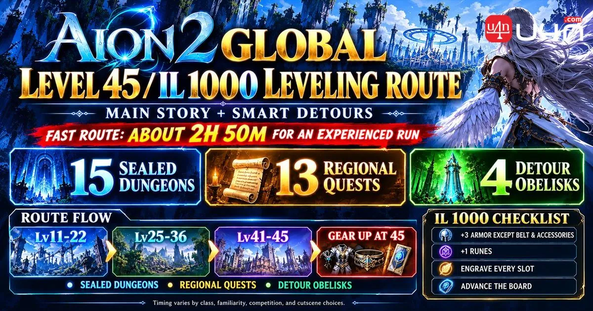 AION 2 Global Leveling Guide: Fast Level 45 and IL 1000 Route