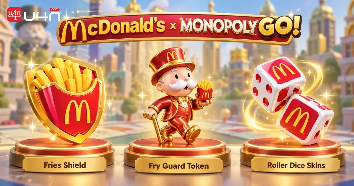 McDonald's themed MONOPOLY GO! Shield Token and Dice Skins