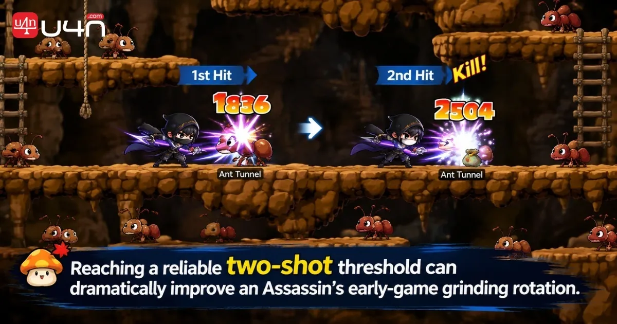 Ant Tunnel high spawn density and efficient Assassin grinding route in MapleStory Classic