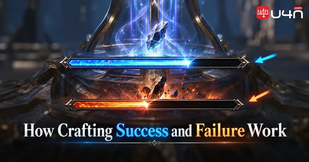 Aion 2 crafting mini-game with blue success and orange failure gauges