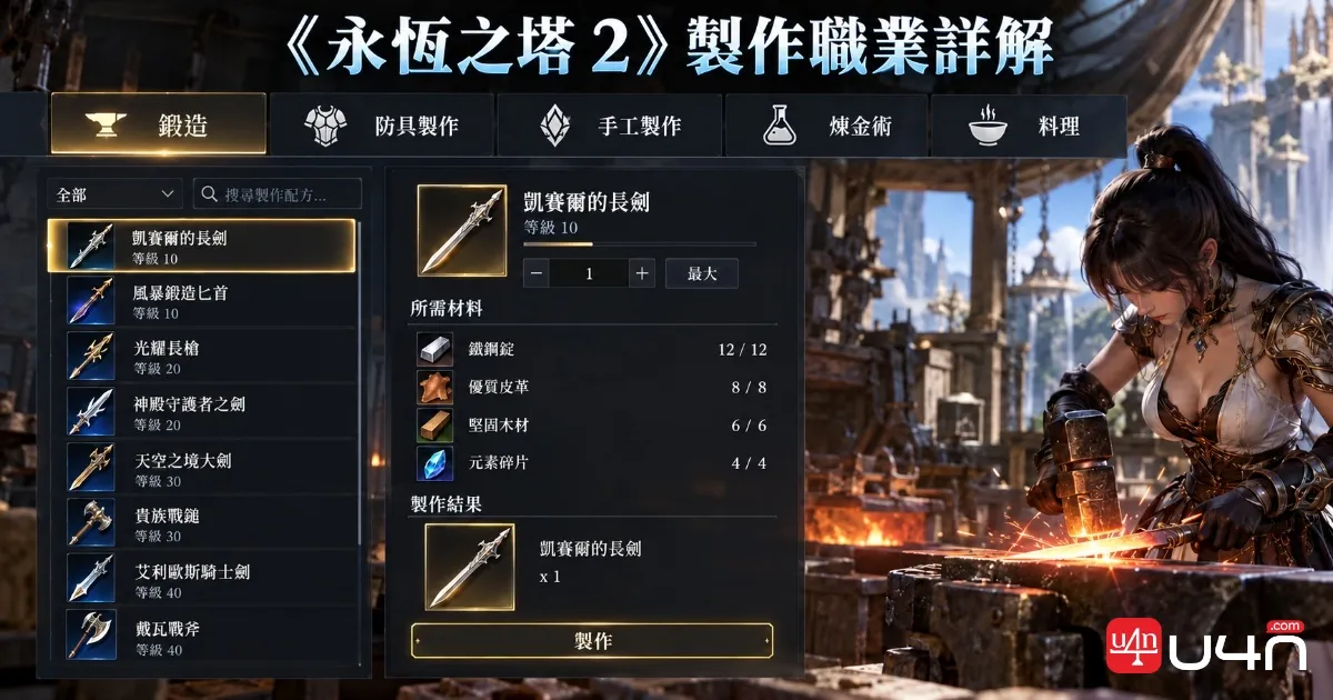 Aion 2 製作介面與各項製作專精