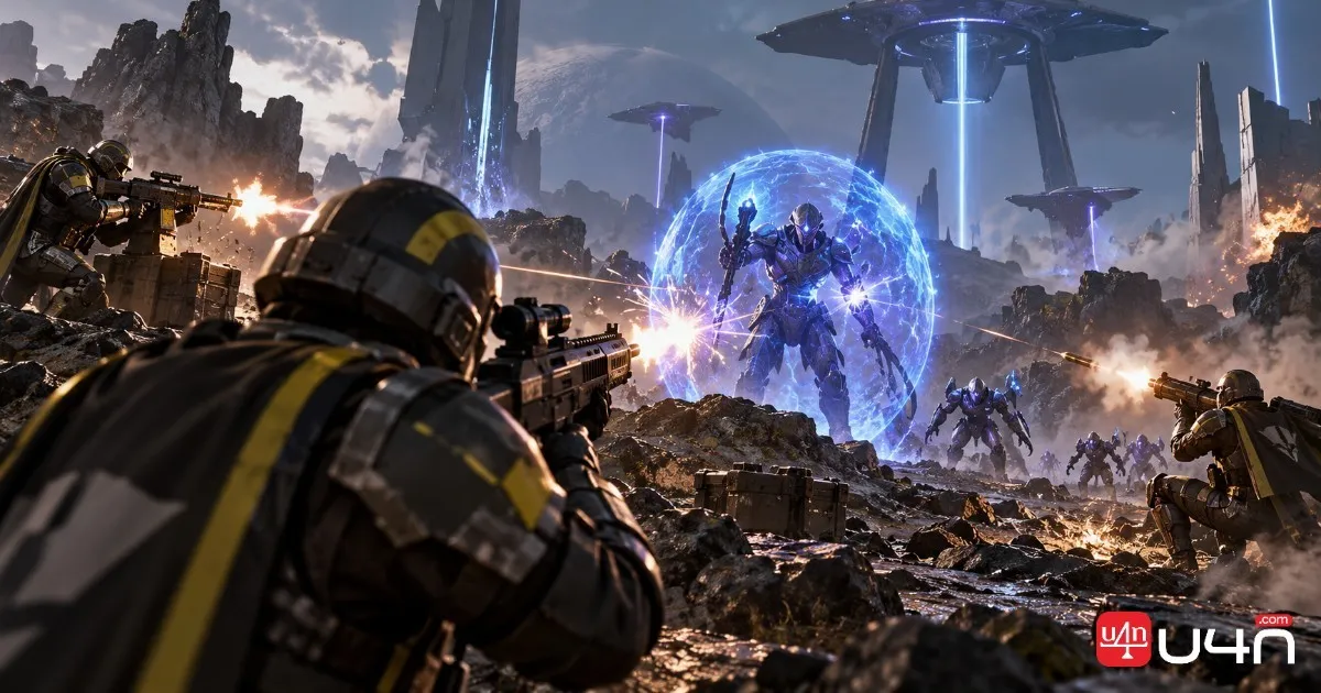 Helldivers squad coordinating weapons and stratagems against Illuminate forces