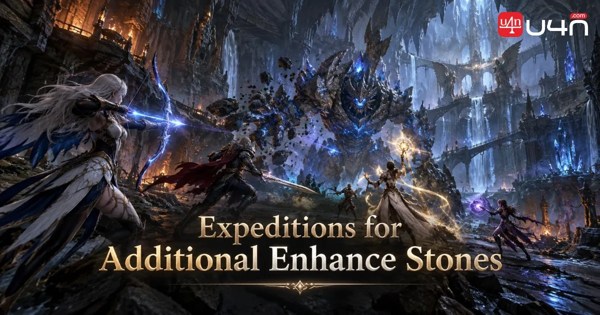Aion 2 Expedition dungeon exploration with a party fighting monsters for Enhance Stones