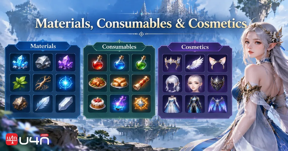Aion 2 Twitch Drops reward overview showing progression materials, consumables, and cosmetic rewards