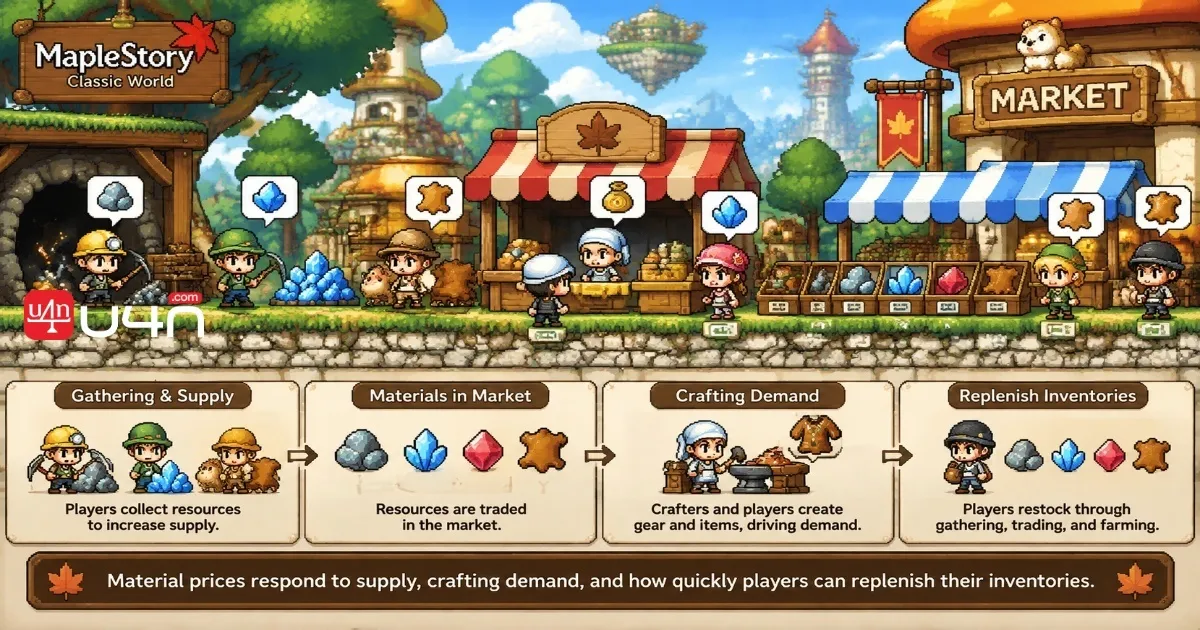 MapleStory Classic World crafting materials and ores traded in the Free Market