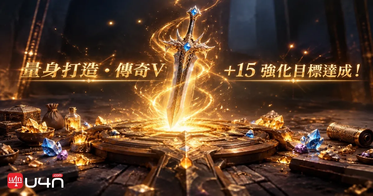 Aion 2 裝備強化畫面，展示朝 +15 強化邁進的裝備養成過程