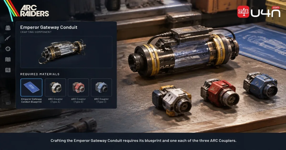 ARC Raiders Emperor Gateway Conduit crafting materials including Plated, Conductive, and Insulated ARC Couplers