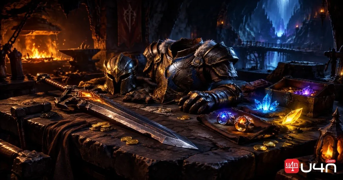 Fantasy RPG equipment and loot representing careful early-season resource management