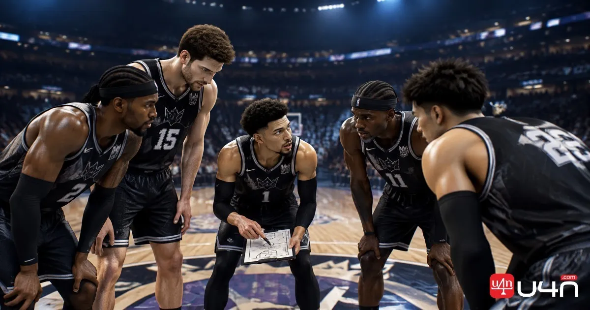 Tall basketball center defending the rim during a basketball video game match