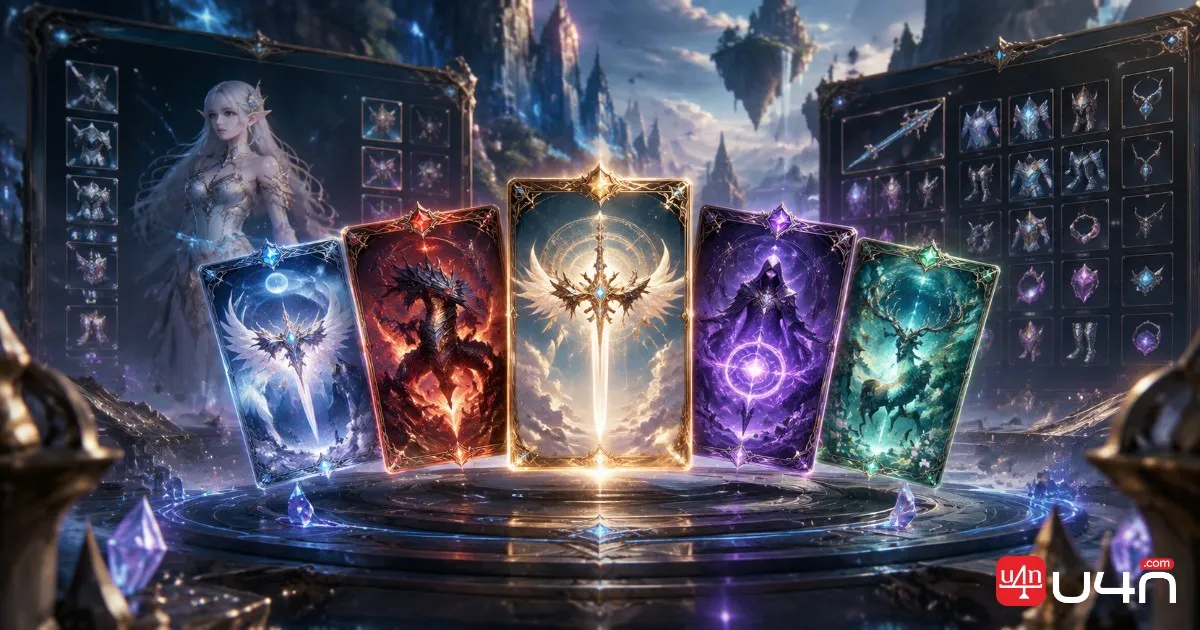 Aion 2 Arcana cards and character equipment interface