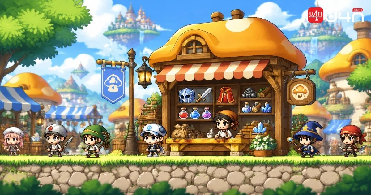 Personnage de MapleStory Monde Classique utilisant des compétences de combat contre des monstres