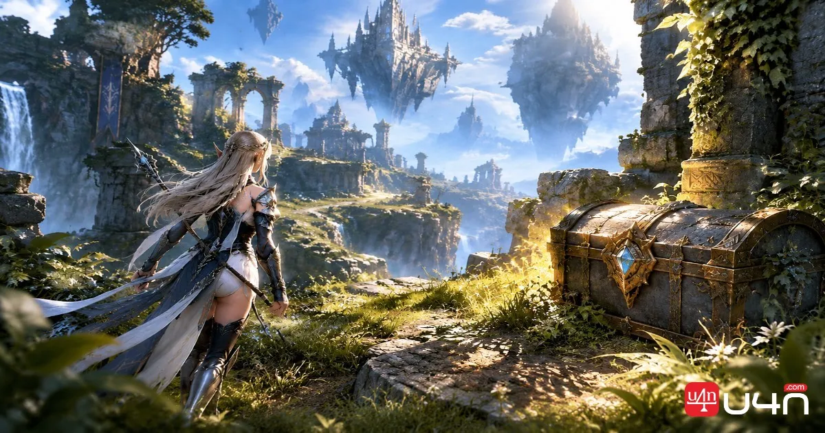 Aion 2 character exploring the world in search of Hidden Cubes and resources