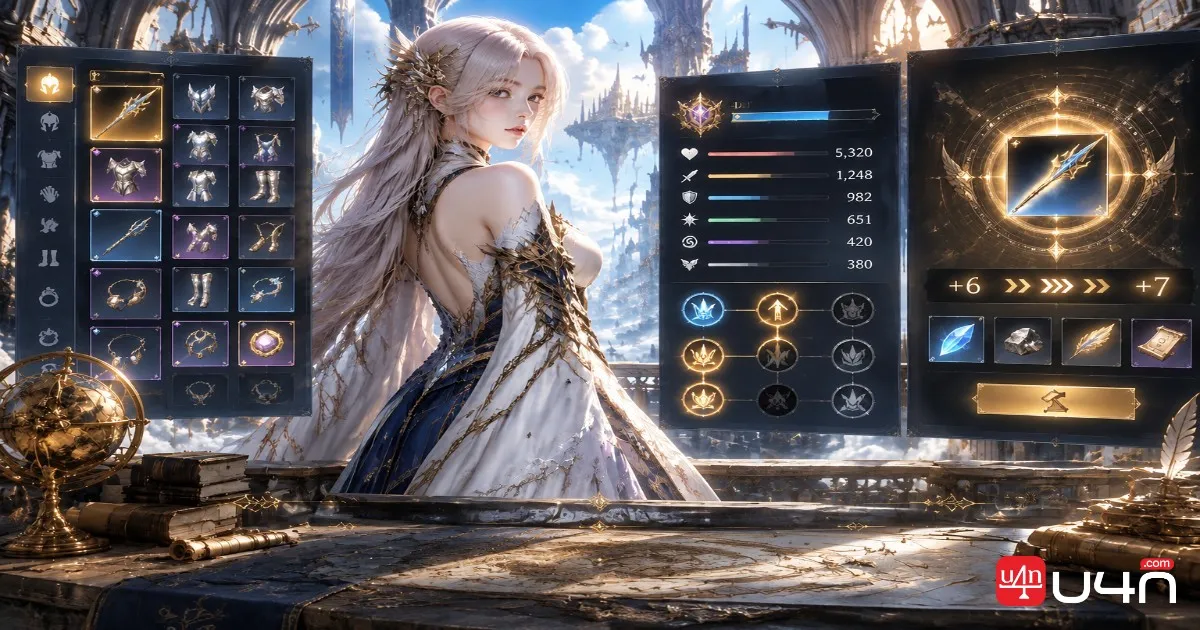 Aion 2 character equipment and enhancement interface for progression planning