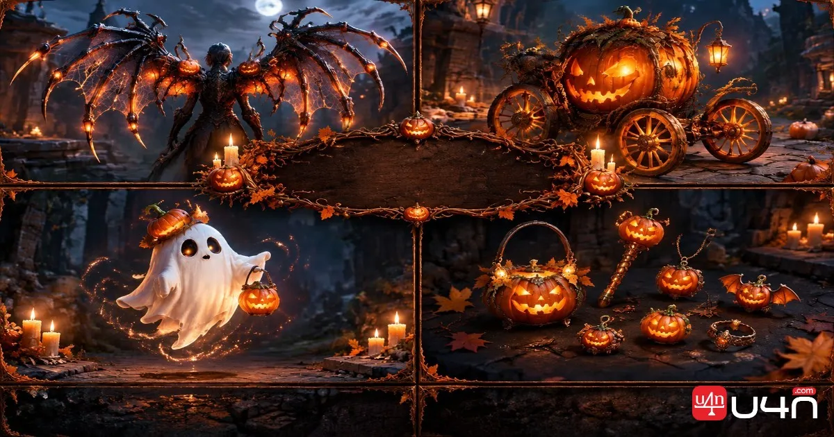 Aion 2 Halloween Spider Wings Pumpkin Carriage Little Ghost and themed accessories