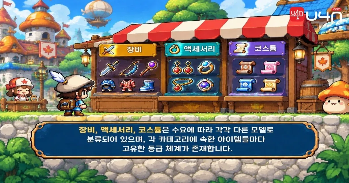 MapleStory Classic World 자유시장에서 거래되는 장비와 주문서