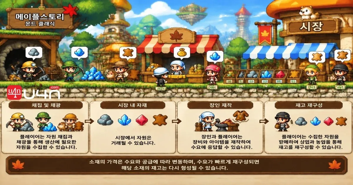 MapleStory Classic World 자유시장에서 거래되는 제작 재료와 광석