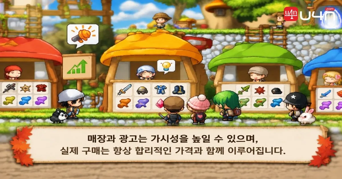 MapleStory Classic World 플레이어가 자유시장에서 개인 상점을 관리하는 모습