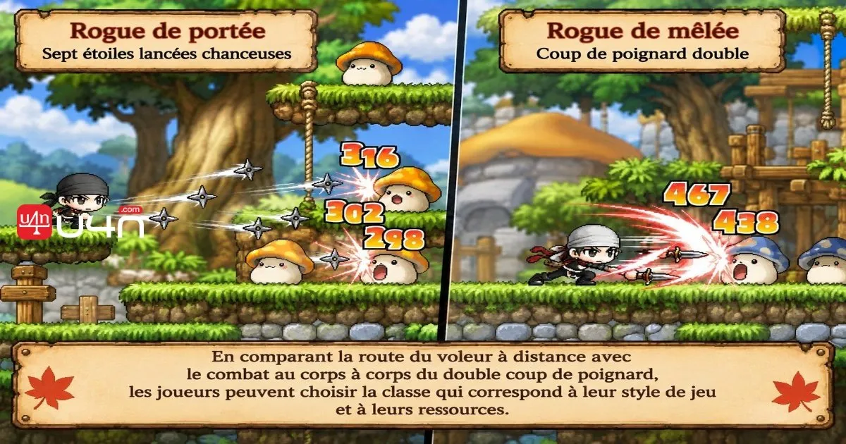 Comparaison entre le combat à la griffe avec Lucky Seven et le combat à la dague avec Double Stab pour le Voleur de MapleStory Classic World