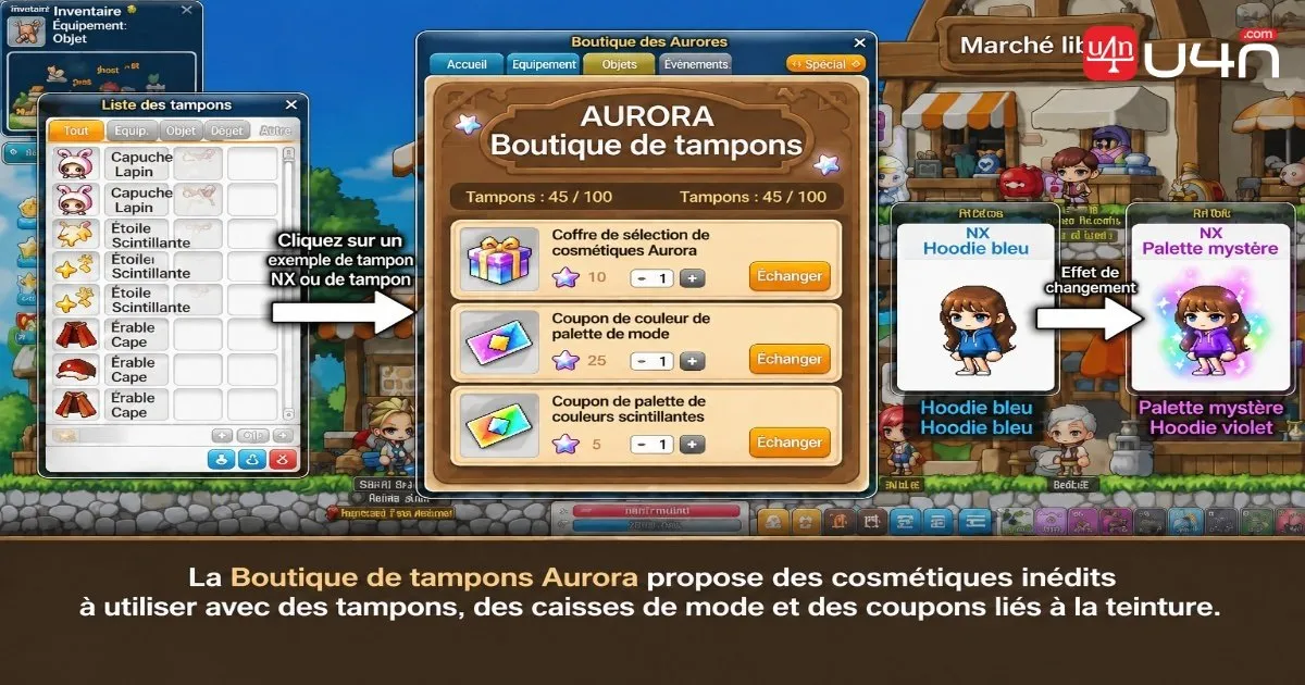 Caisses de mode mystère des fondateurs et objets cosmétiques échangeables de MapleStory Classic World