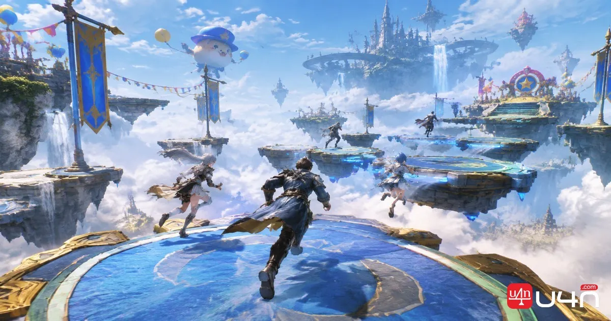 Aion 2 adventurers navigating floating platforms during a Shugo Festival mini-game