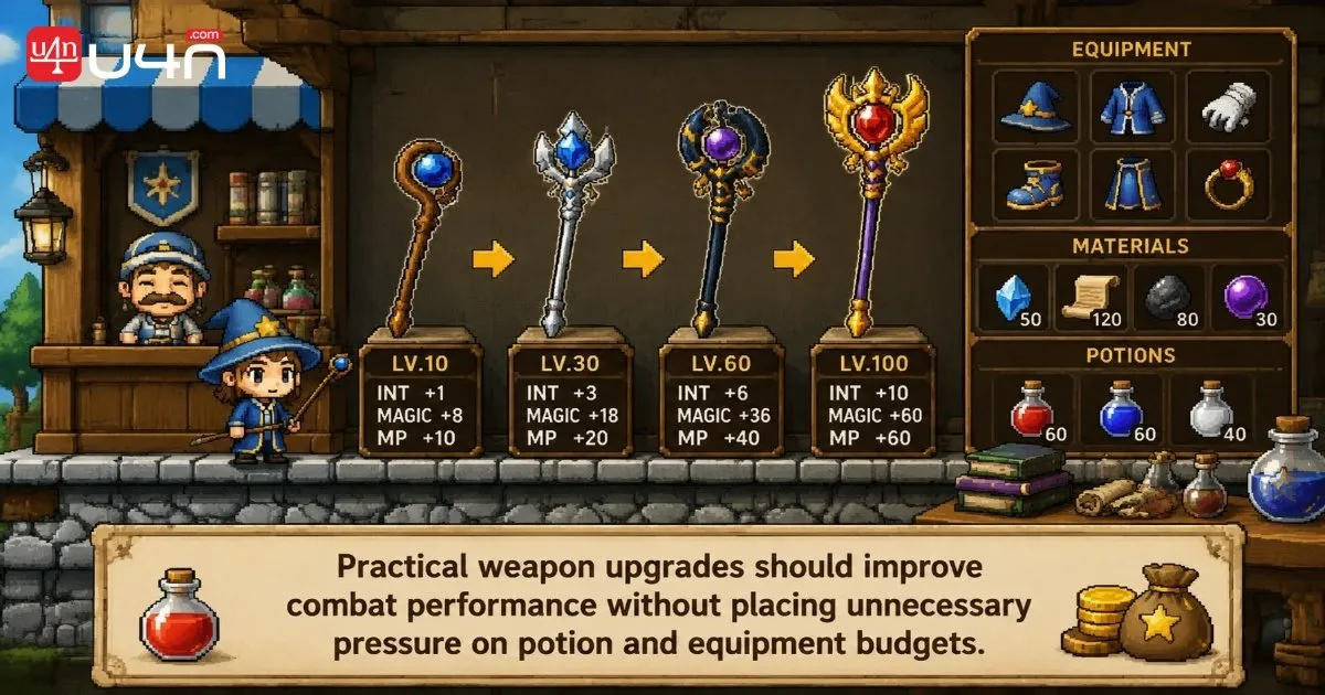 MapleStory Classic World mage equipment and wand upgrades