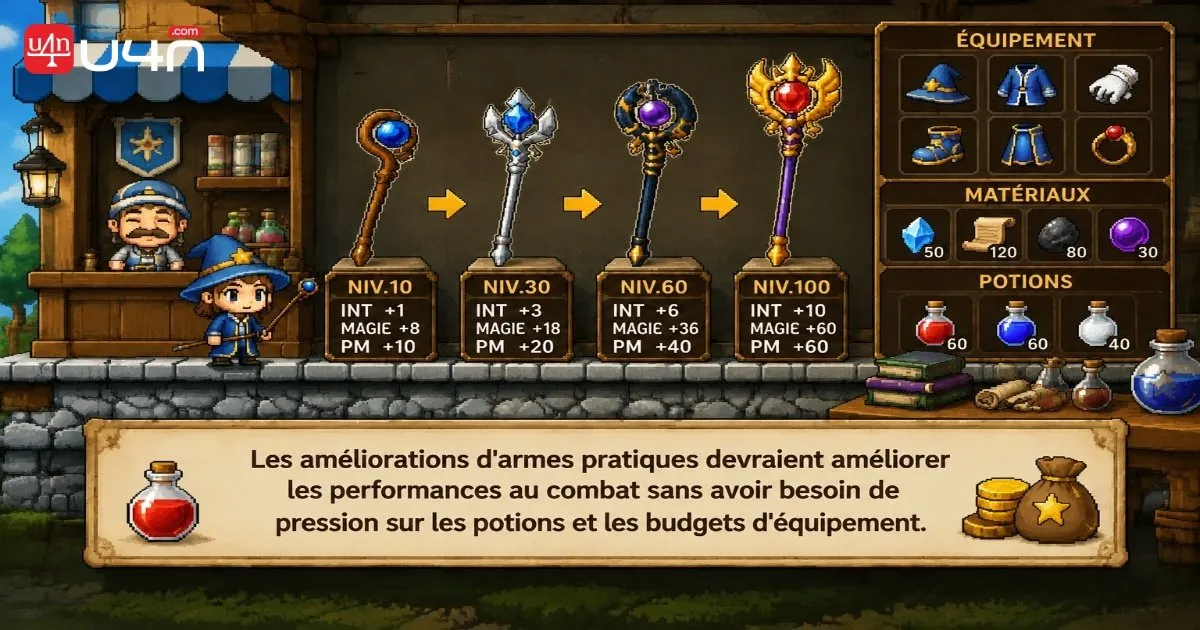 Équipement de Mage et améliorations de baguette dans Monde MapleStory Classic