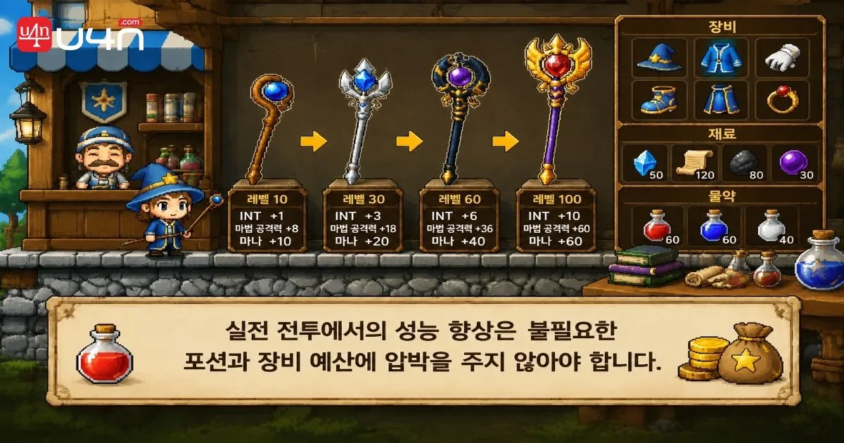 메이플스토리 클래식 월드의 마법사 장비와 완드 업그레이드
