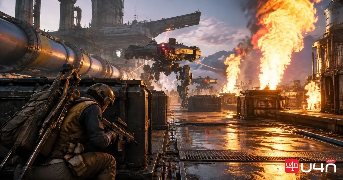 Armored Power Cores and fire hazards on the upper deck of the ARC Raiders Frigate