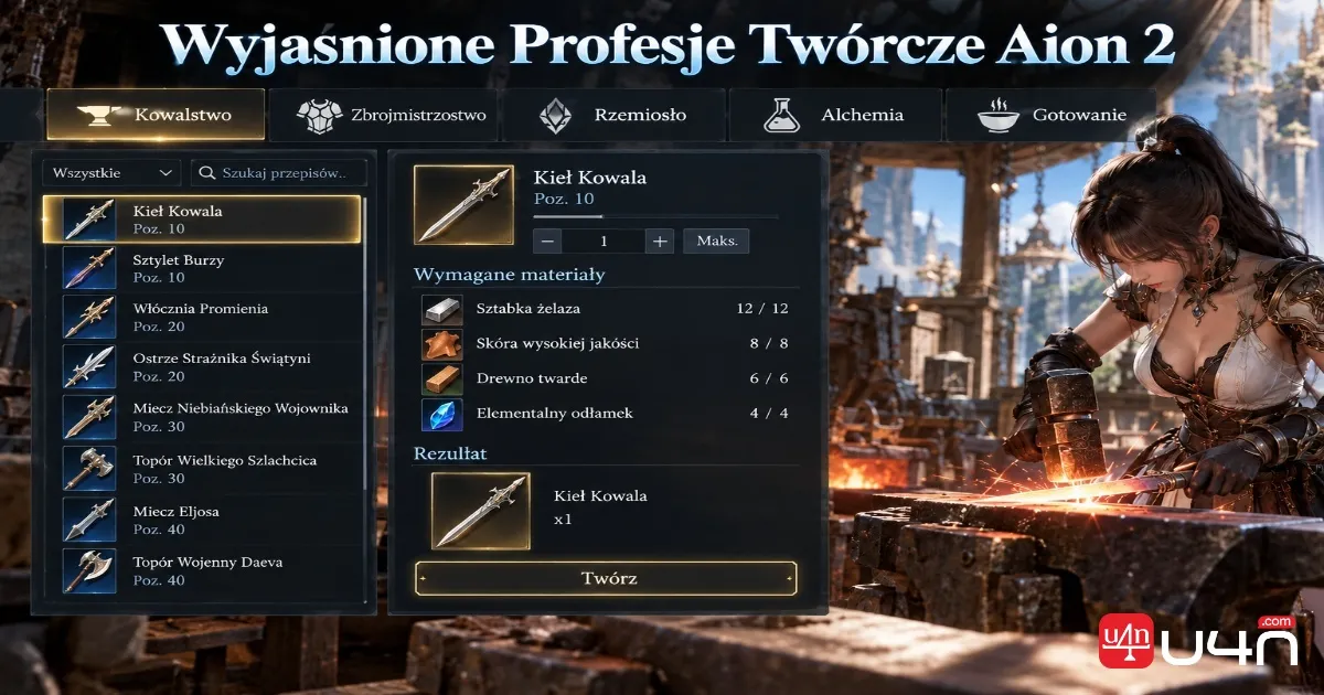Aion 2 crafting interface showing the available crafting specializations