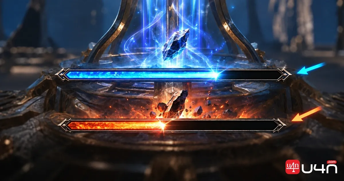Aion 2 crafting mini-game with blue success and orange failure gauges