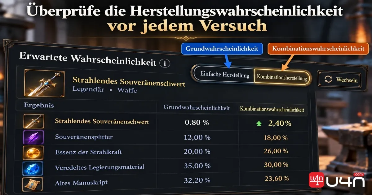 Aion 2 Expected Probability interface showing crafting and Combo probability options