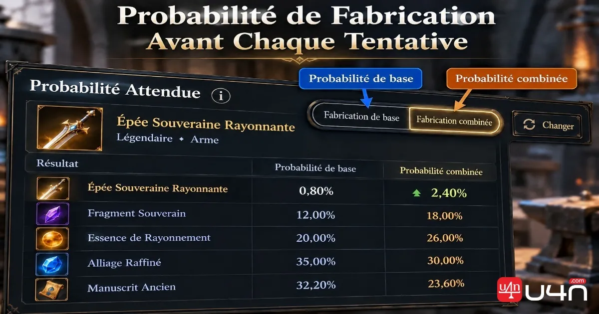 Aion 2 Expected Probability interface showing crafting and Combo probability options