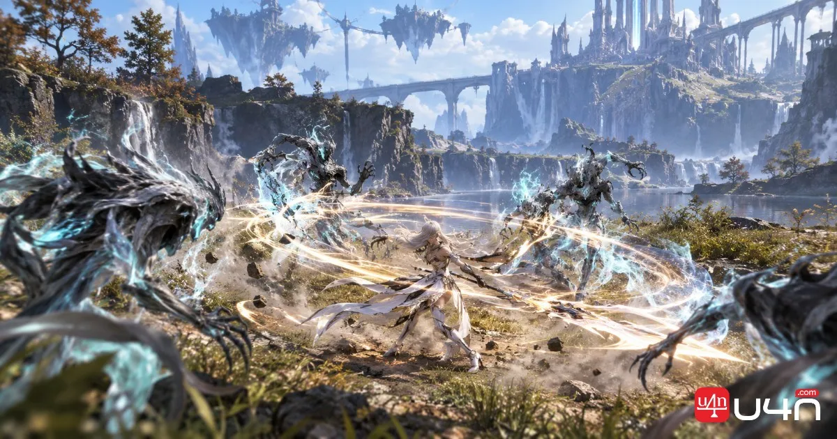 Aion 2 adventurer surveying an open island landscape before choosing a spirit monster farming route