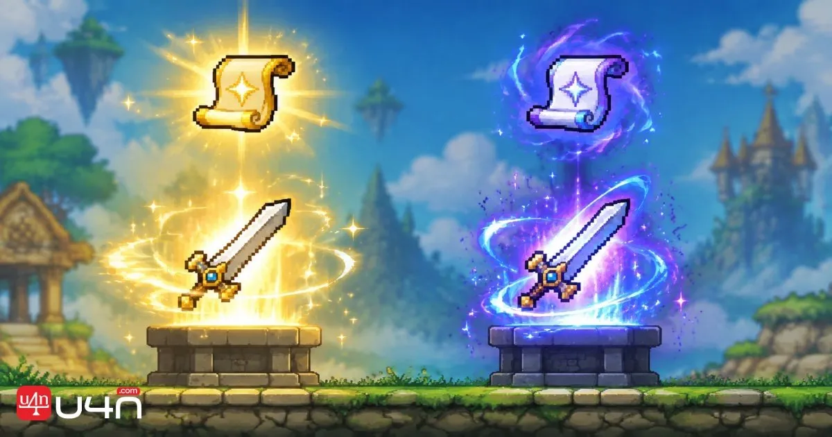 A MapleStory Classic World adventurer preparing to upgrade a weapon with a glowing scroll.
