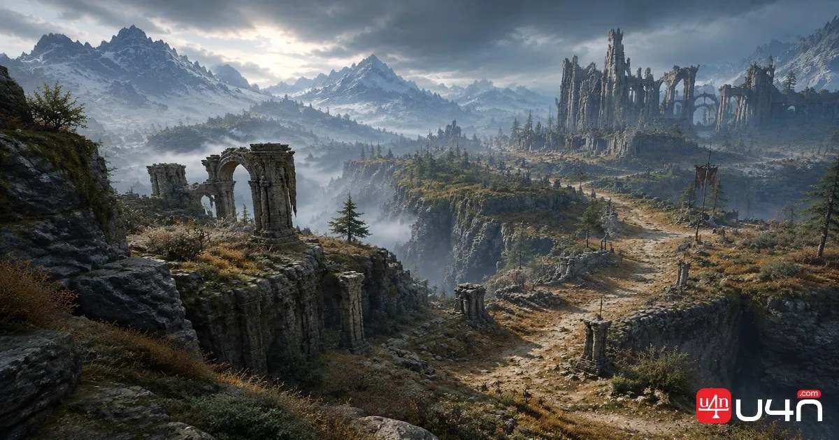 Aion 2 Altgard landscape with rocky terrain and ancient ruins