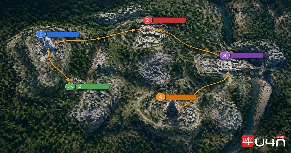Przegląd zadania Divided w ARC Raiders z zaznaczonymi czterema lokacjami nagrań Nomadów