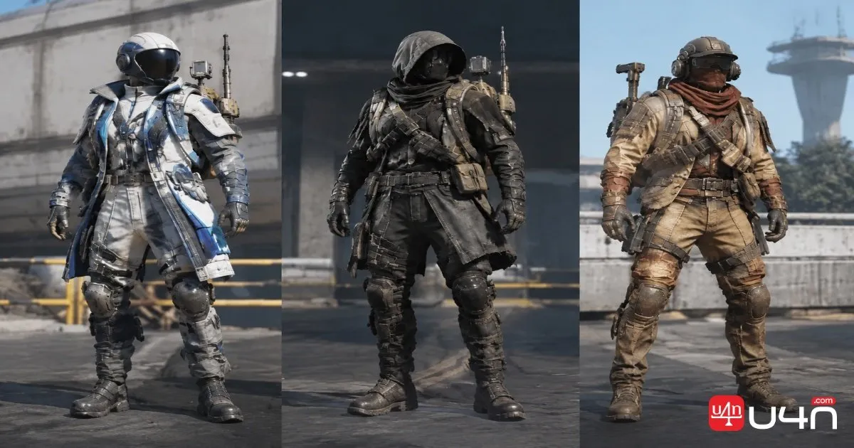 Variantes des tenues Astrolite, Nascosto et Rawhide dans ARC Raiders