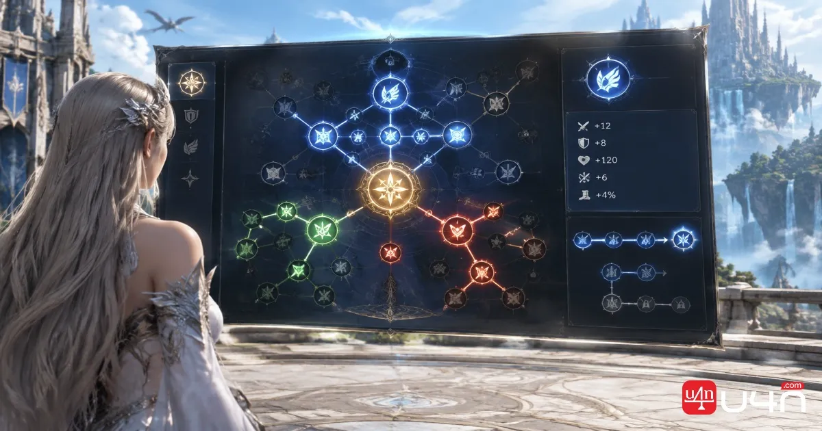 Aion 2 Ariel Daevanion Board showing connected progression nodes and PvE stat bonuses