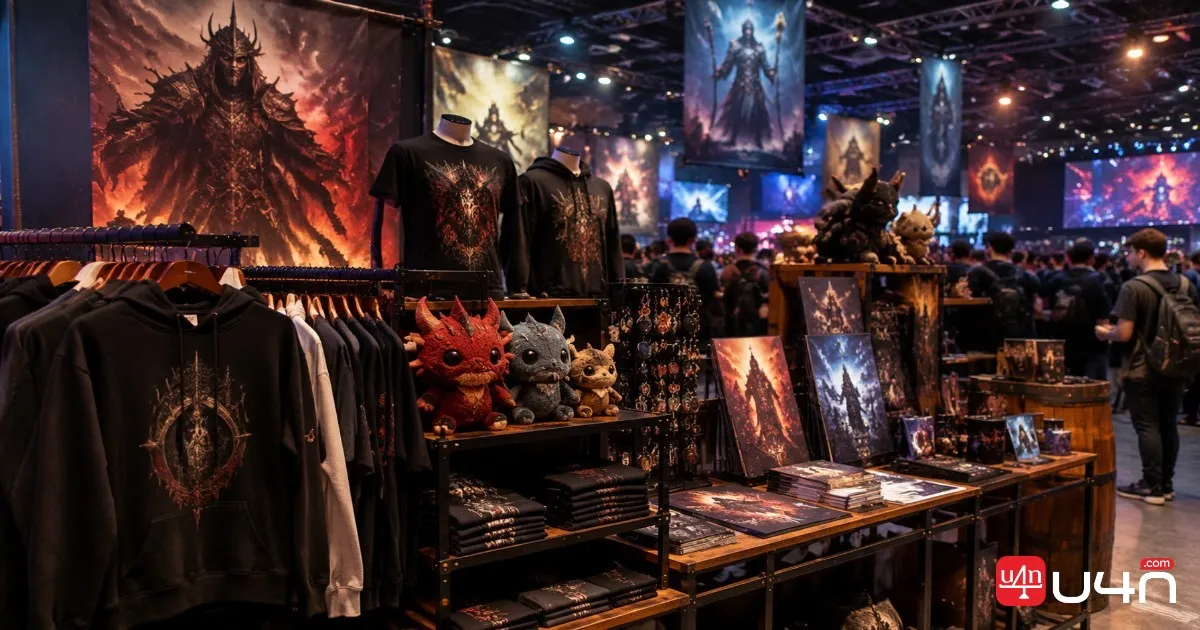 Path of Exile themed collectibles displayed on a gaming desk