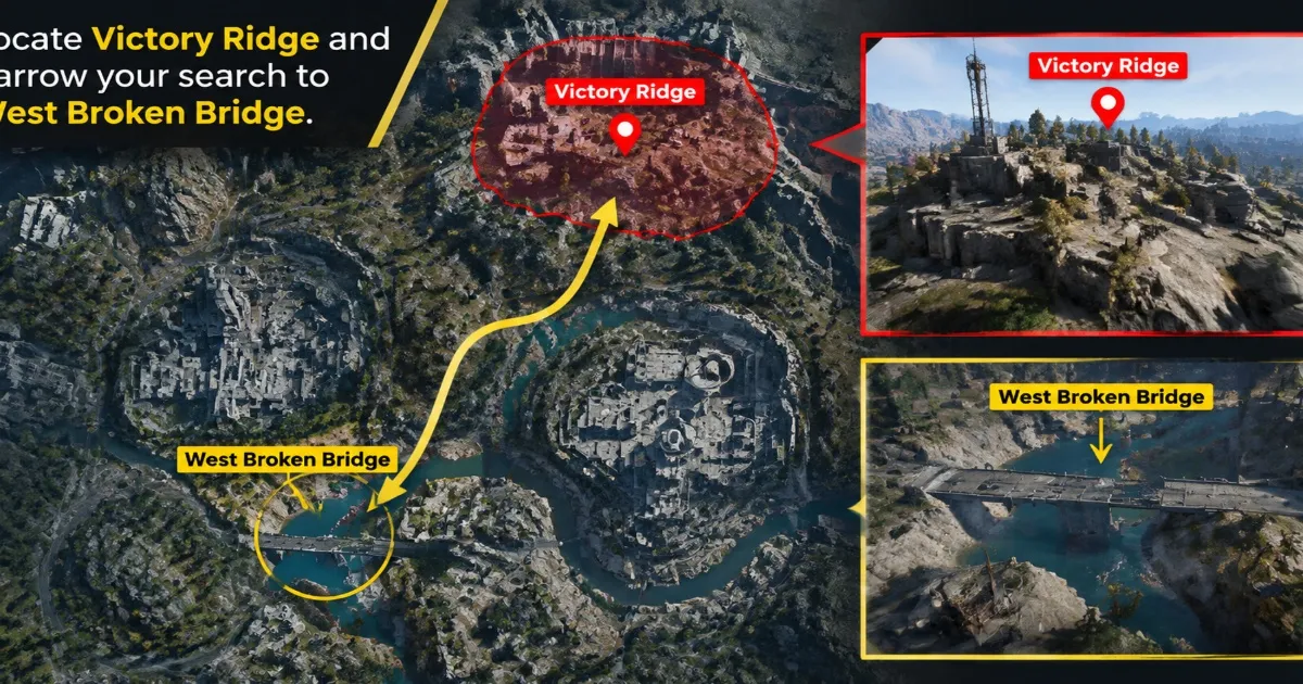 Obszar Battlegrounds w ARC Raiders z ruinami autostrady i otaczającym polem bitwy