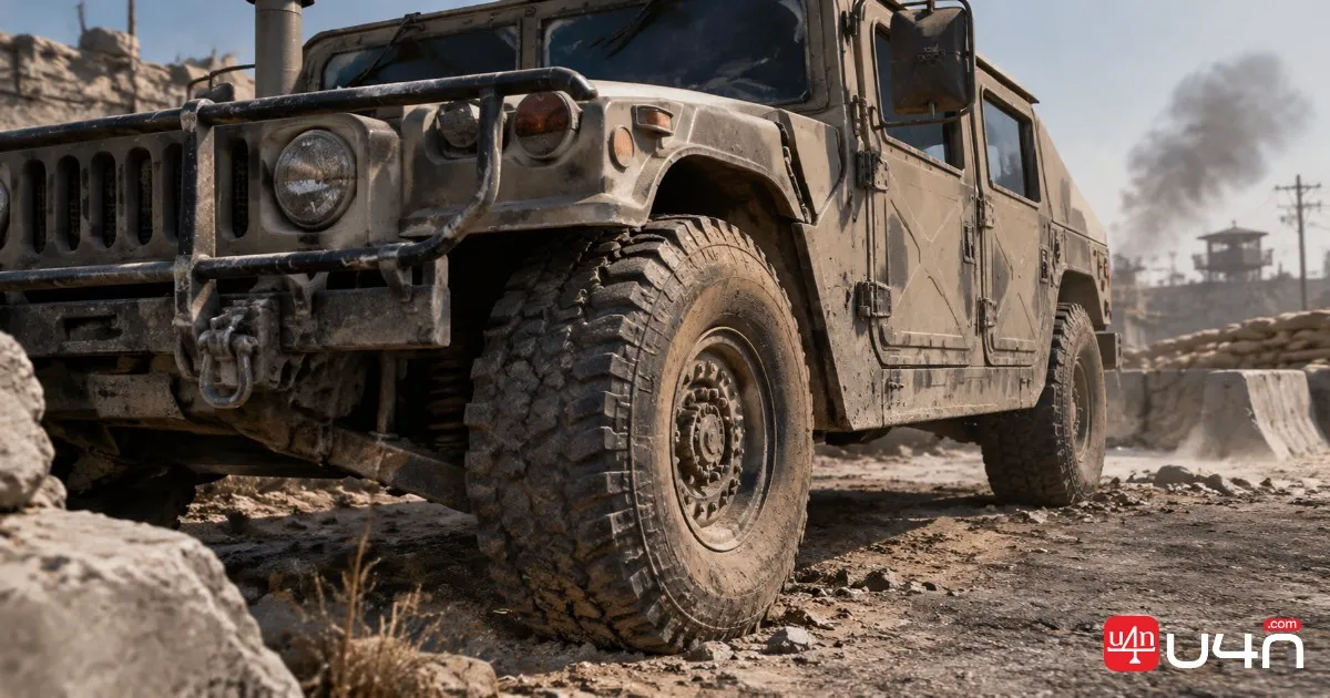 WARDOGS Humvee shown from a low side angle, with the tires, front bumper, and lower side doors clearly visible