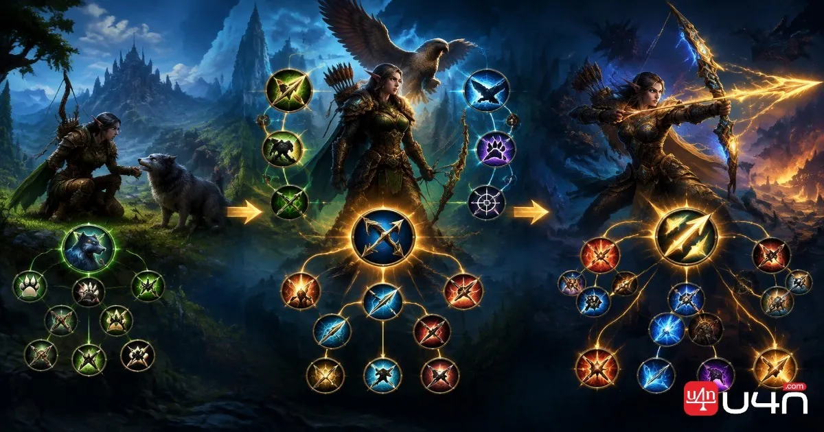Hunter talent progression and build planning in a fantasy MMORPG