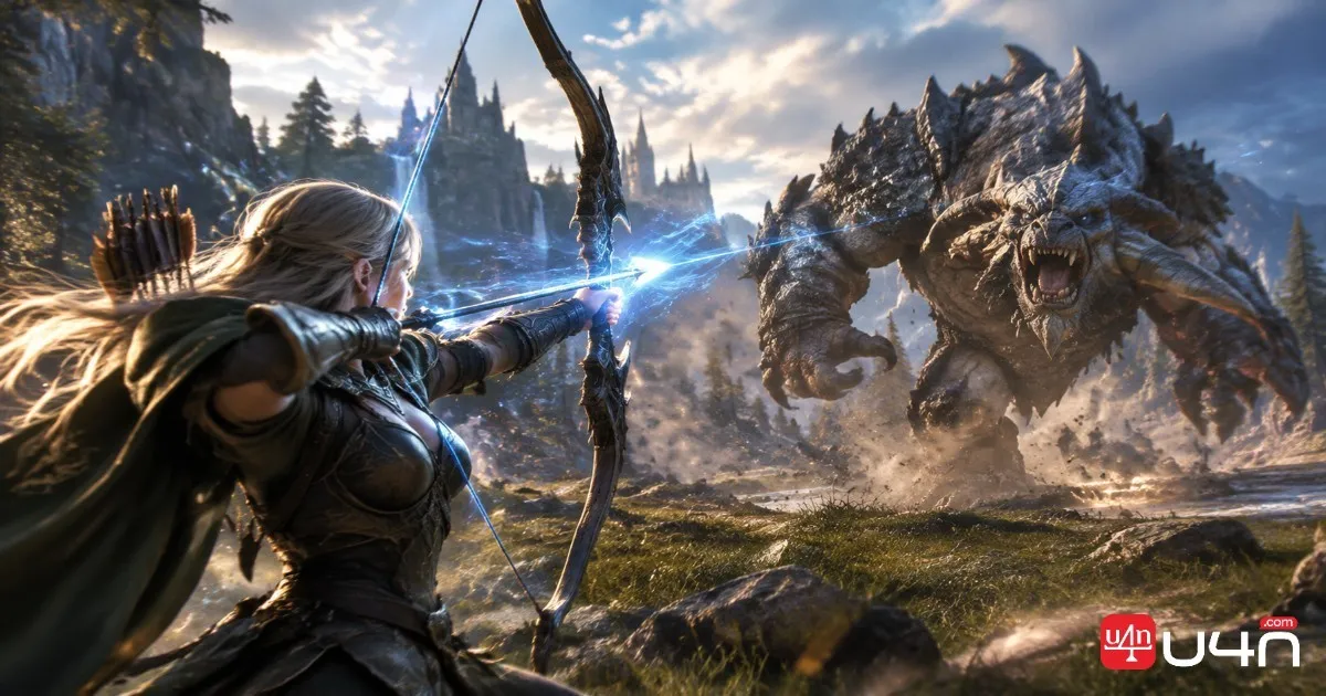 Marksmanship Hunter charging a powerful ranged attack against a fantasy boss