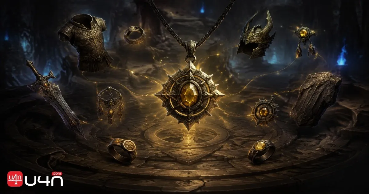 Legendary Horadric jewelry and magical Talisman charms in Diablo IV