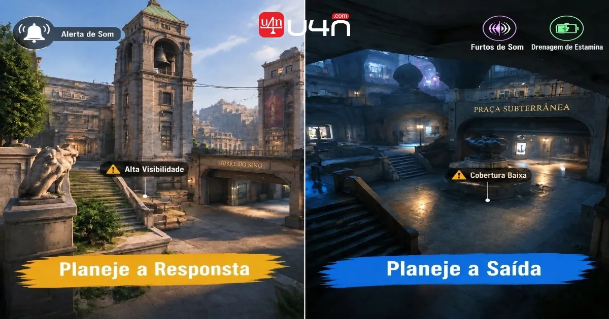 Bell Tower and Sunken Plaza farming risks illustrated with gameplay screenshots