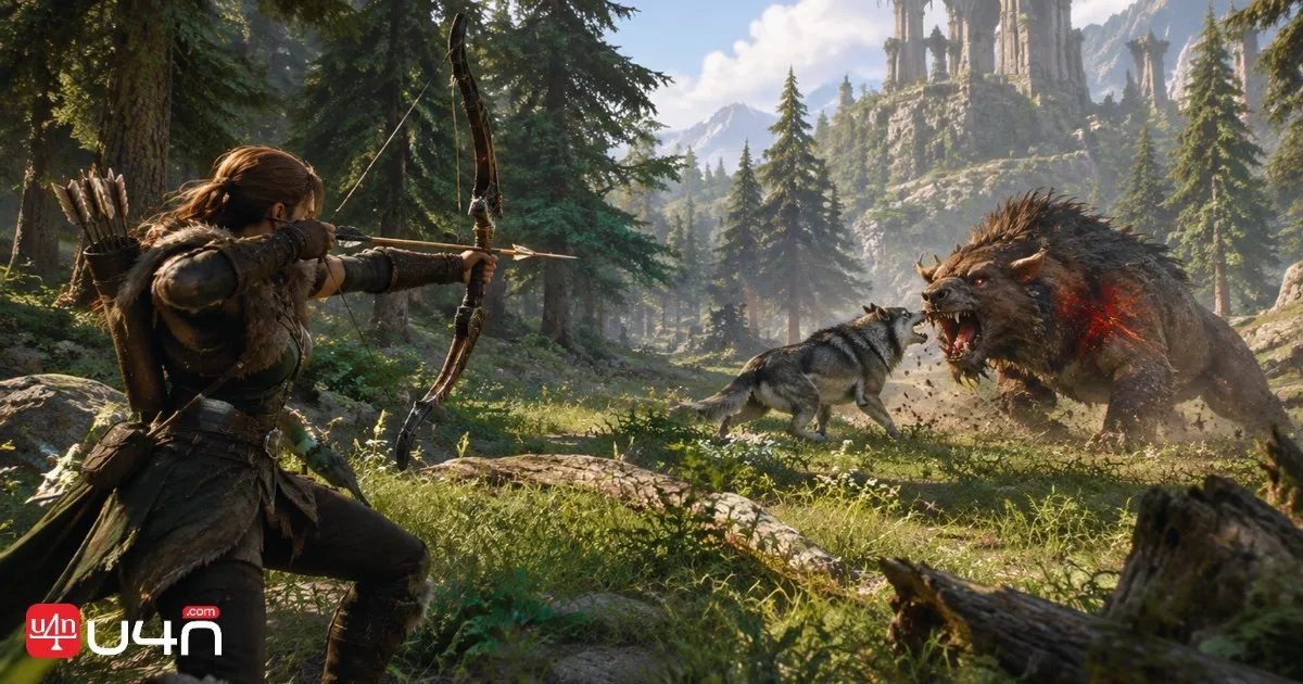 A Hunter and pet working together during solo leveling in WoW Forever